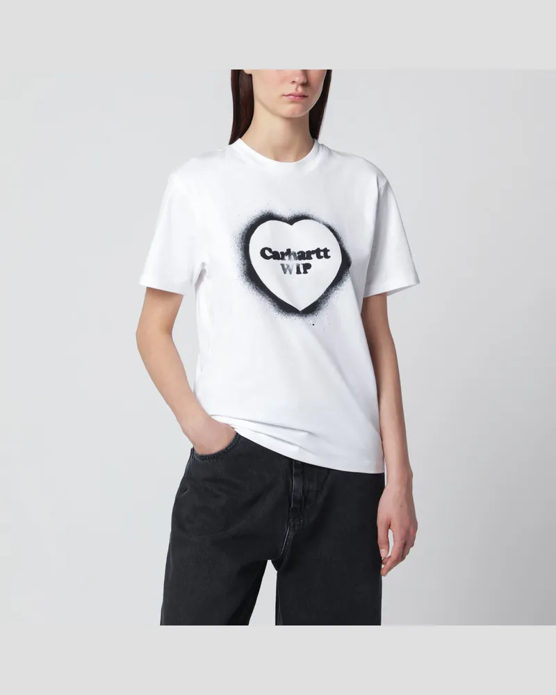 Carhartt WIP Damen-T-Shirt Spray Heart aus Bio-Baumwolle in Weiß White