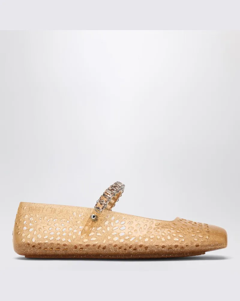 Jimmy Choo The Jelly Ballerinas beige transparent mit Kristallen Beige