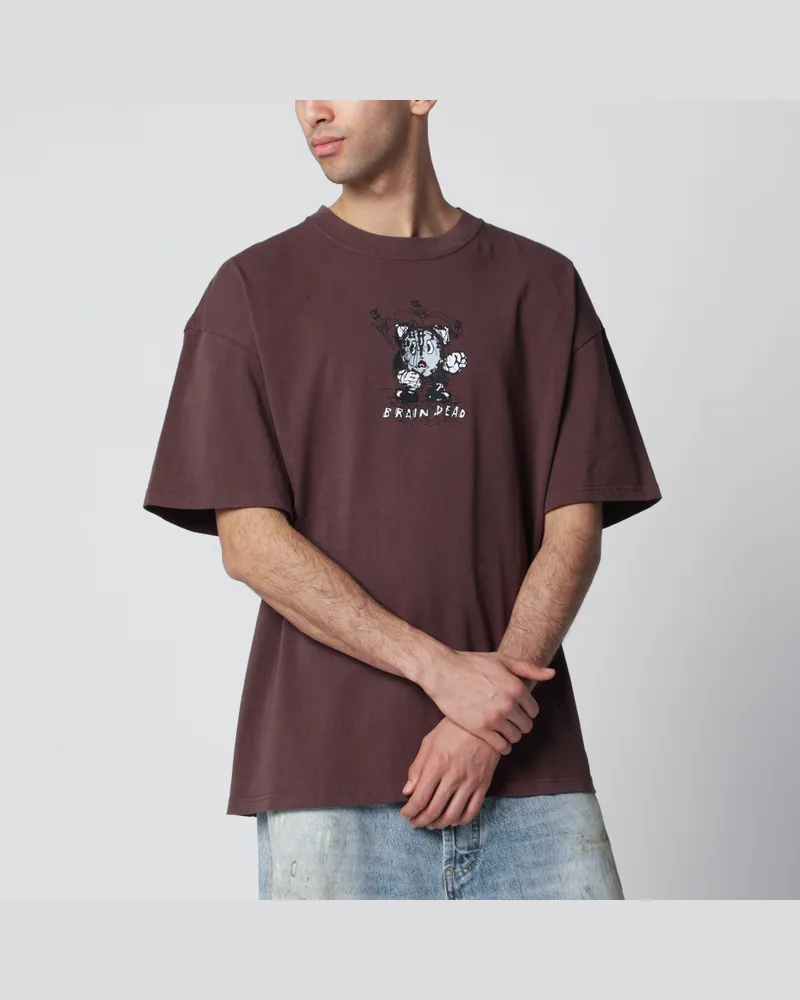 Brain Dead Baumwoll-T-Shirt mit Logo-Print Brown