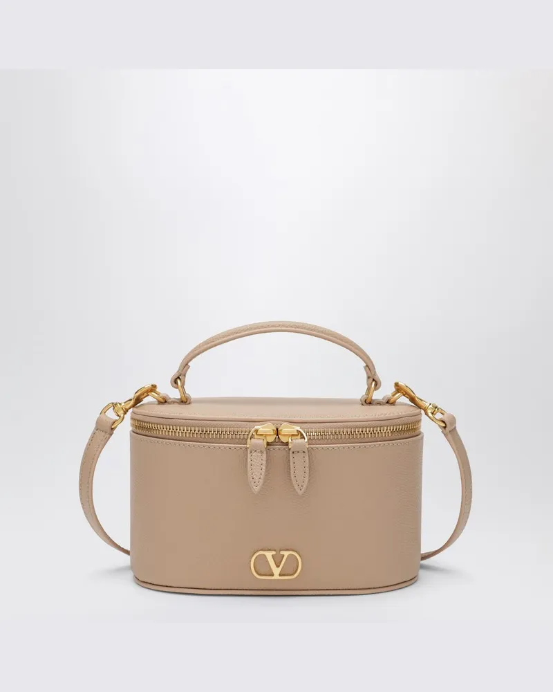 Valentino Garavani Vlogo Signature Mini Vanity Bag aus sandrosa genarbtem Kalbsleder Rosa