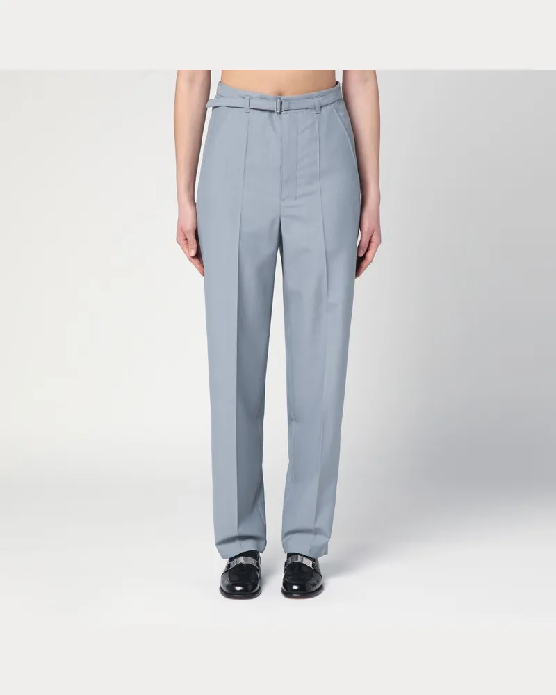 Christophe Lemaire Grau melierte Hose mit Gürtel Blau
