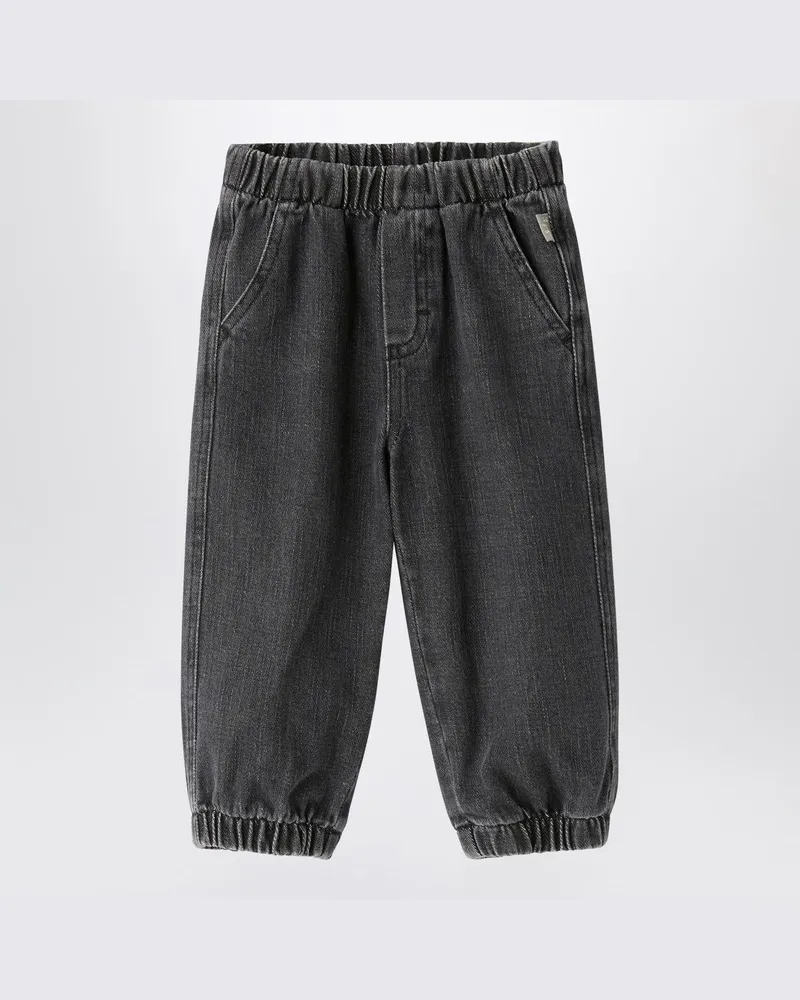 Il Gufo Schwarze ausgewaschene Jeans aus Denim Schwarz