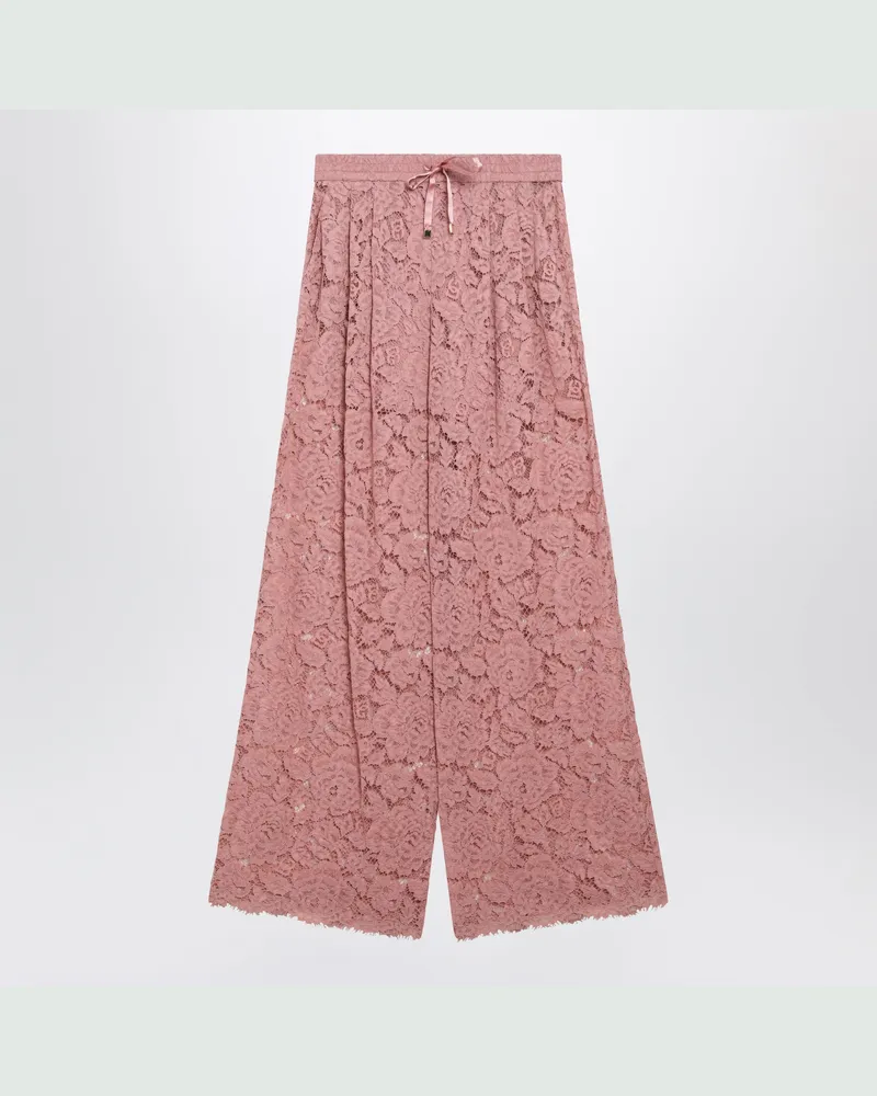 Dolce & Gabbana Flare-Hose aus Kordelspitze in dunklem Puderrosa Pink