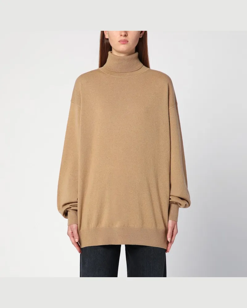 Dries van Noten Beigefarbener Rollkragenpullover aus Kaschmir Beige