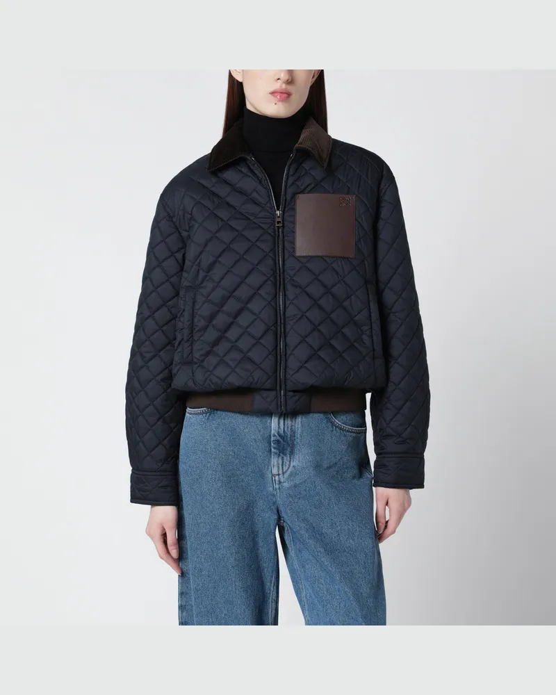 Loewe Kurze blaue Jacke aus technischem Gewebe Blue