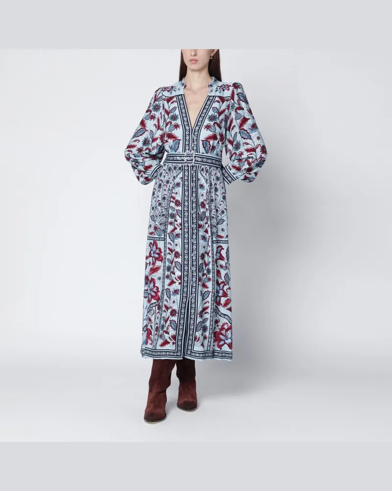FARM Rio Hellblaues Midikleid mit Blumenmuster Blau