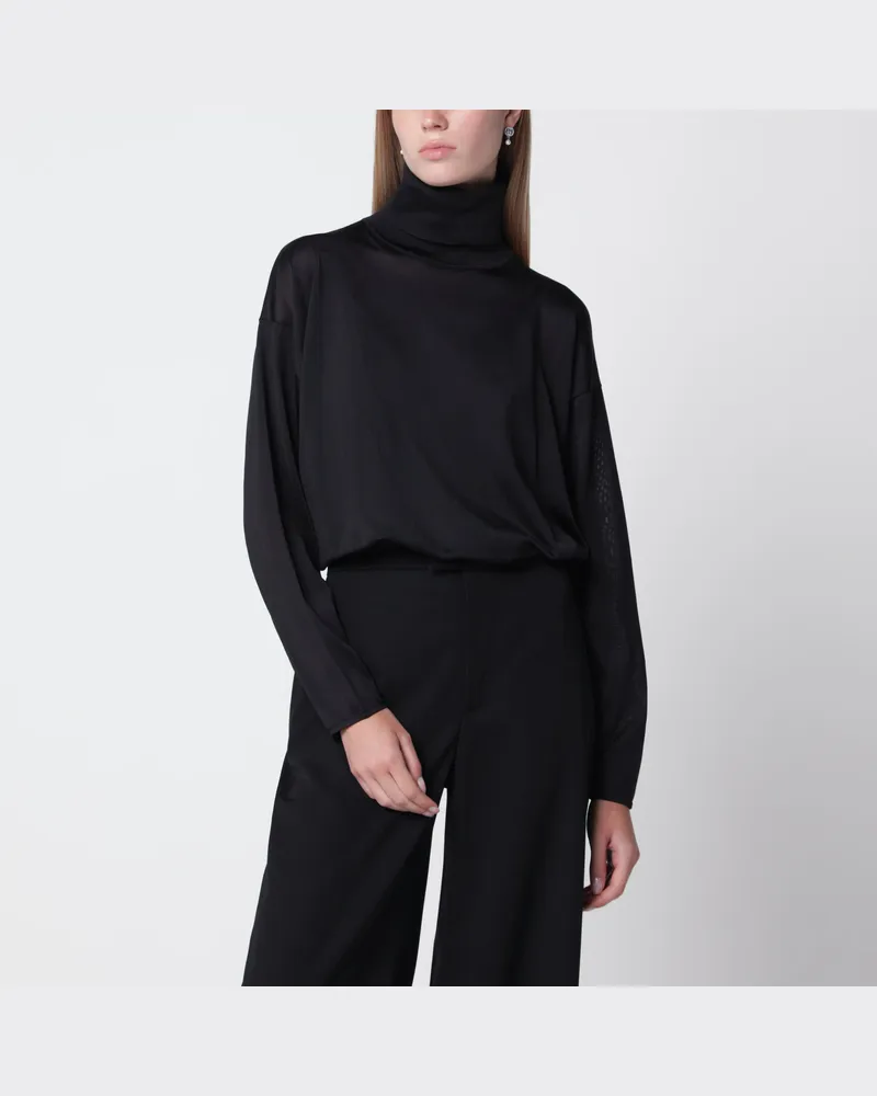 Gucci Schwarzer Rollkragenpullover aus Seide Black