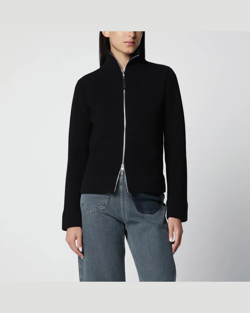 Maison Margiela Schwarze Strickjacke mit Reißverschluss aus Wollmischung Black