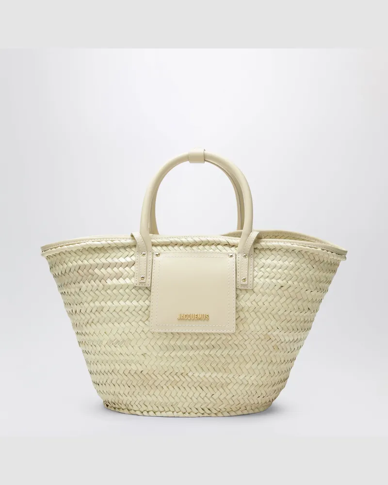 Jacquemus Handtasche Le Panier Soli aus Bast in Beige White