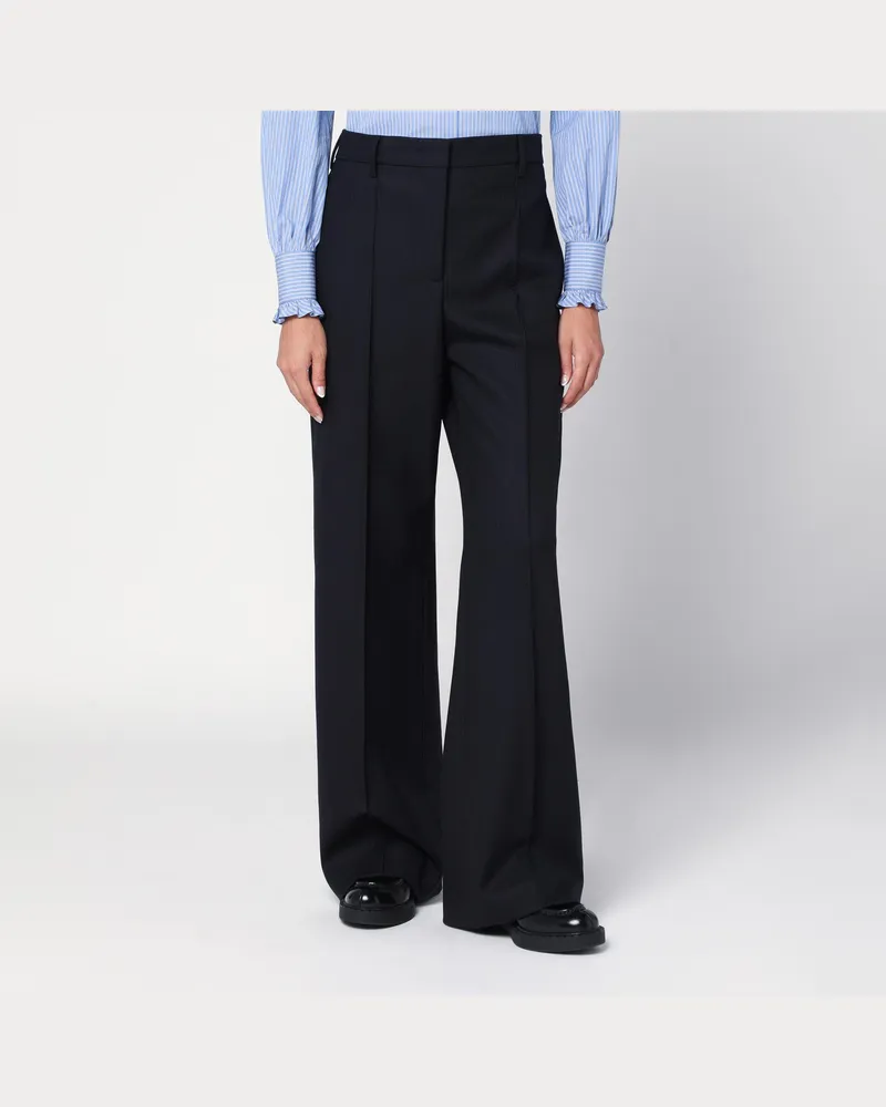 Prada Blaue weite Wollhose Blue