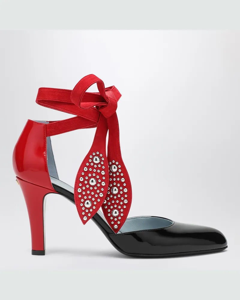 Valentino Garavani Schwarz und rot Foliefoliage Décolleté Red