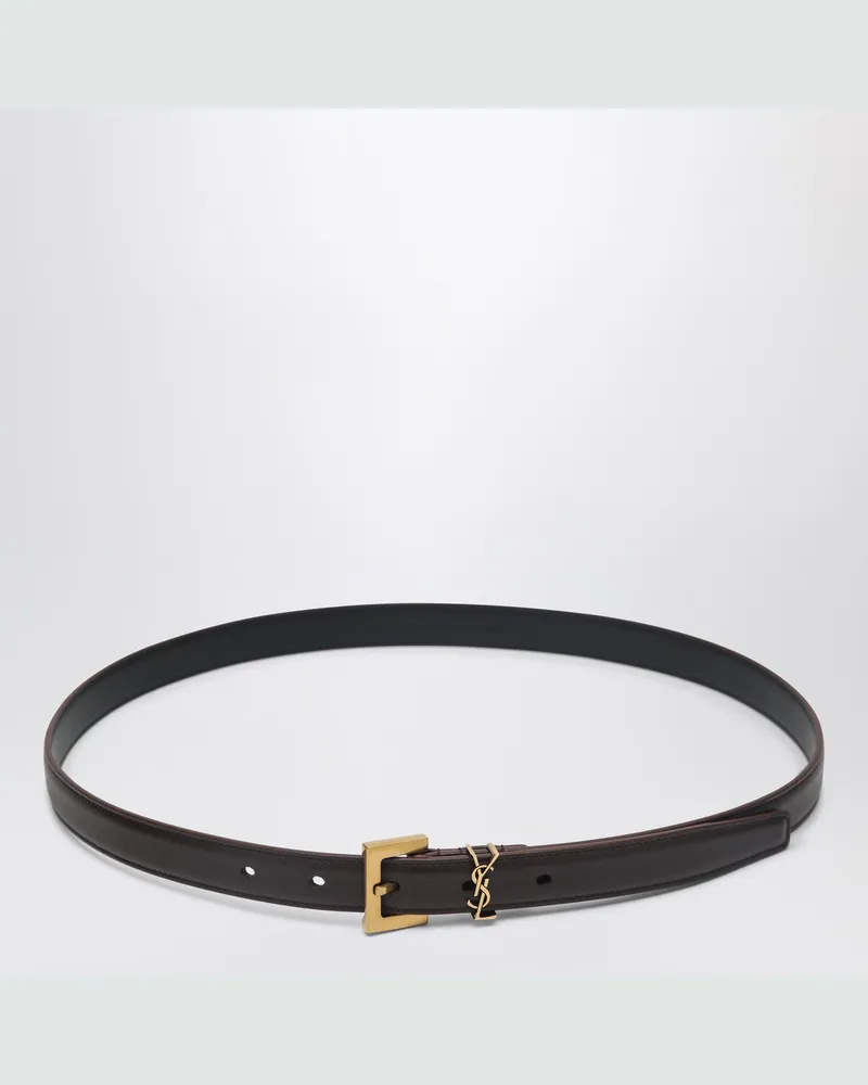 Saint Laurent Dunkelburgunderroter Cassandre-Gürtel aus Leder Red
