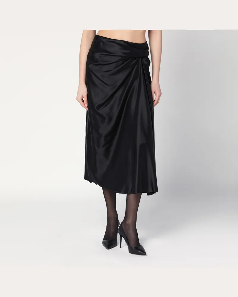 Balenciaga Schwarzer drapierter Rock aus Cupro-Twill 