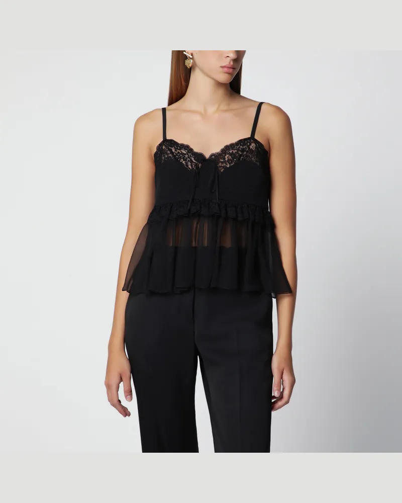 Chloé Lingerie-Top mit Spaghettiträgern aus Seide, schwarz Black