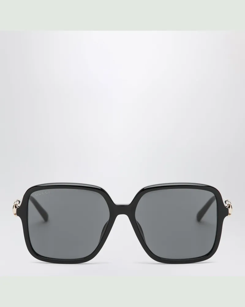 Gucci Schwarze Butterfly-Sonnenbrille mit Horsebit-Detail Black