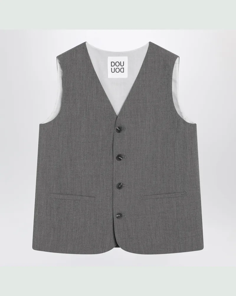 DOUUOD Graue einreihige Weste Grey