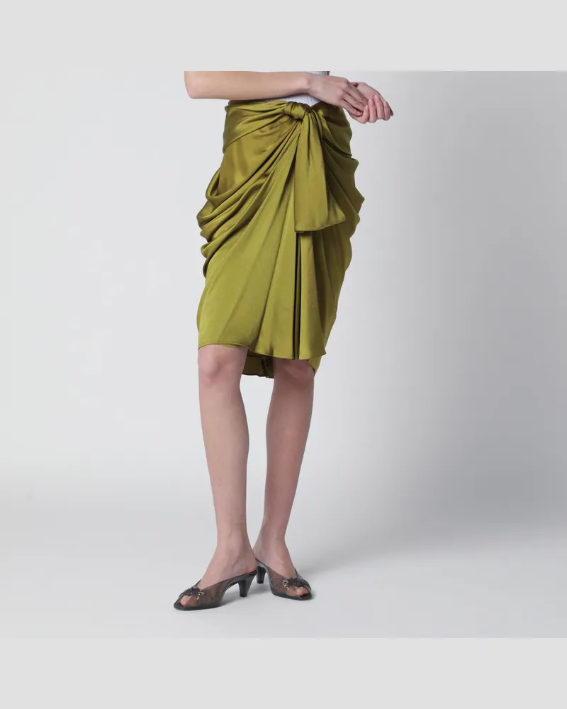 Chloé Grüner drapierter Seidenrock Green