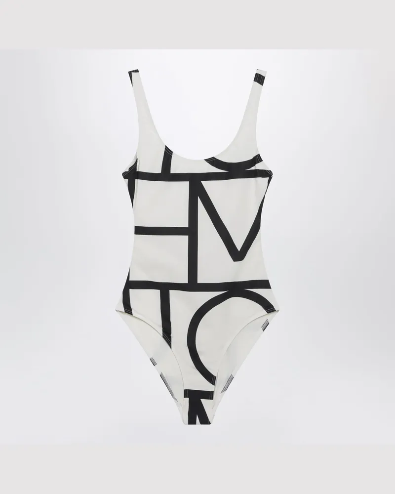 Totême Weiß-schwarzer Monogramm-Badeanzug White