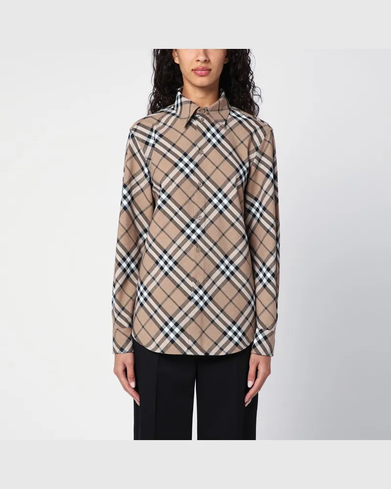 Burberry Bluse aus Wollmischung mit Karomuster Beige