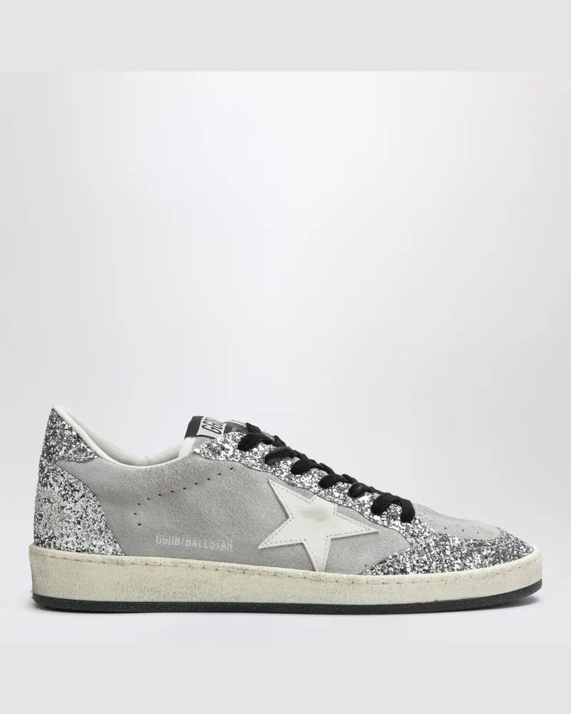 Golden Goose Ball Star Sneaker in Grau/Weiß mit silbernem Glitzer Grey