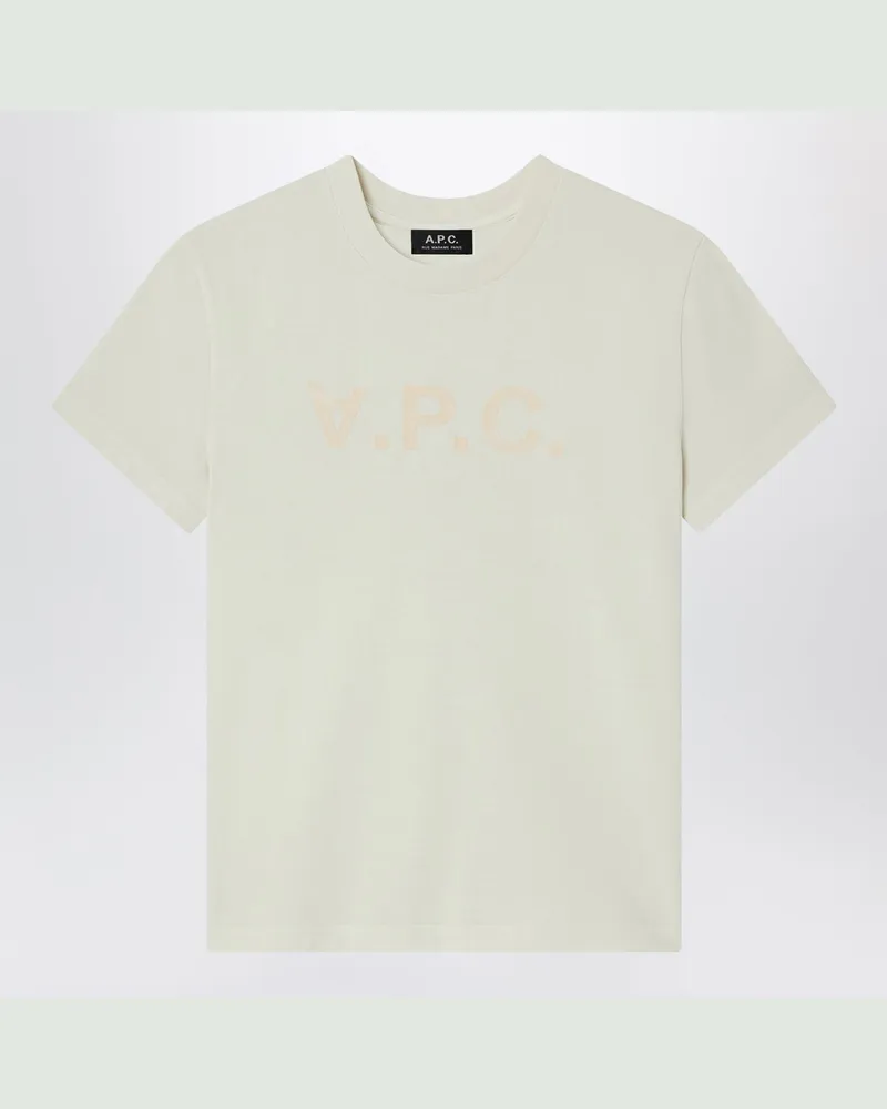 A.P.C. Hellgelbes T-Shirt mit Rundhalsausschnitt und Logo Beige