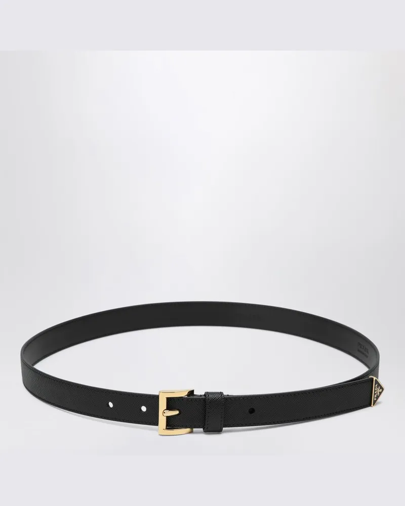 Prada Schwarzer Saffiano-Ledergürtel Schwarz