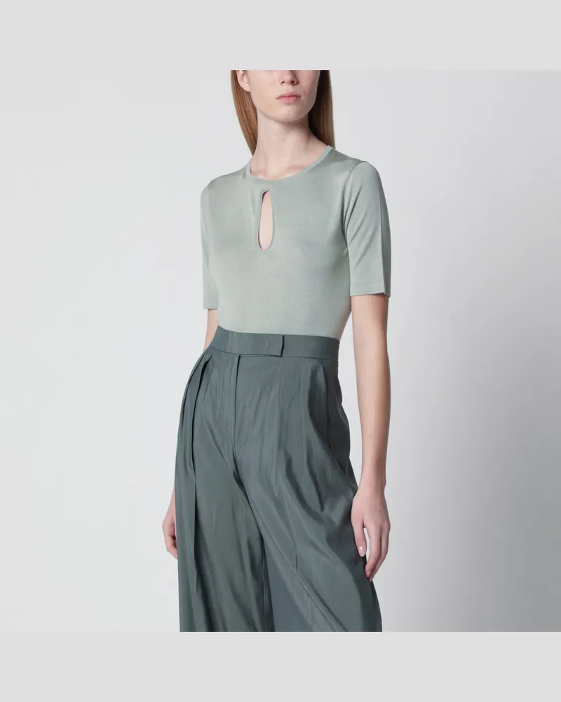 Max Mara Rundhals-Pullover aus Seide und Kaschmir in Pastellgrün Green