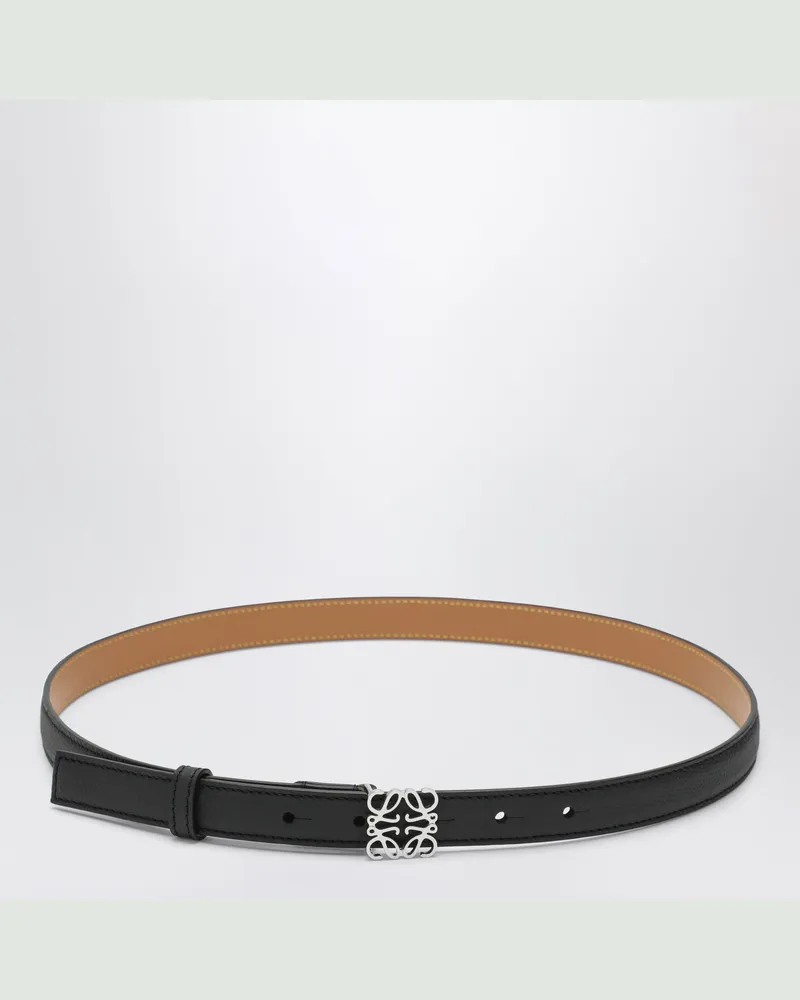 Loewe Anagram Gürtel aus genarbtem Leder in Schwarz/Palladium Black