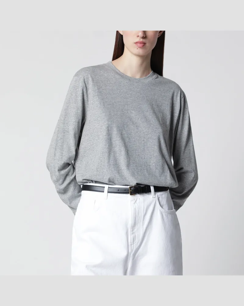 Róhe Langarm-T-Shirt in Hellgrau meliert Grey