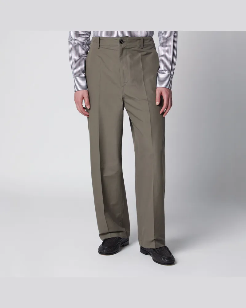 Bottega Veneta Weite Baumwollhose in Stahlfarbe Grey