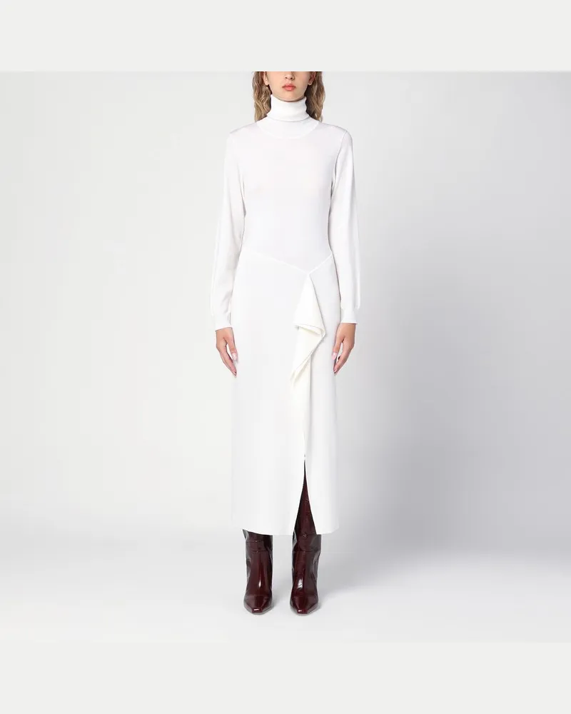 P.A.R.O.S.H. Cremefarbenes Rollkragenkleid aus Wollgemisch Beige