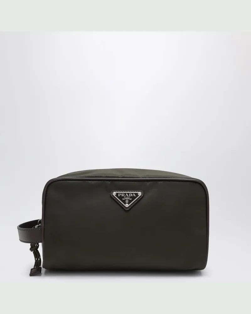 Prada Kosmetiktasche aus Stoff in Camouflage-Grün Green