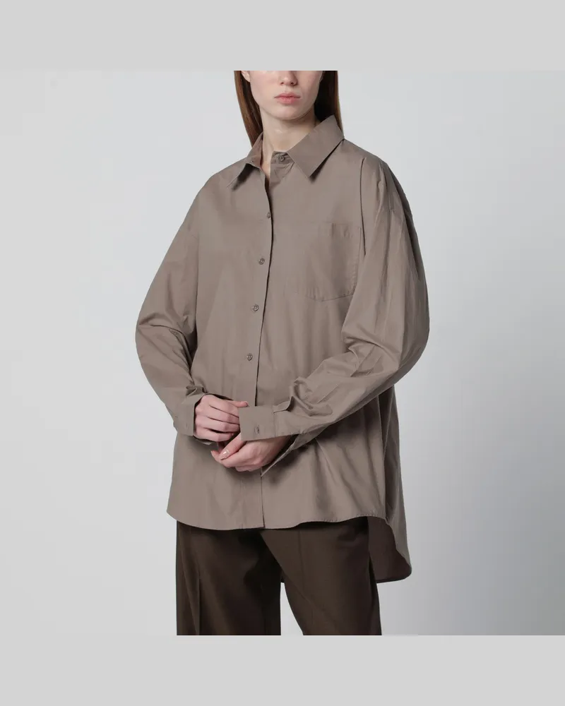 FRANKIE Shop Asymmetrisches Ornella-Hemd in Taupe Grey