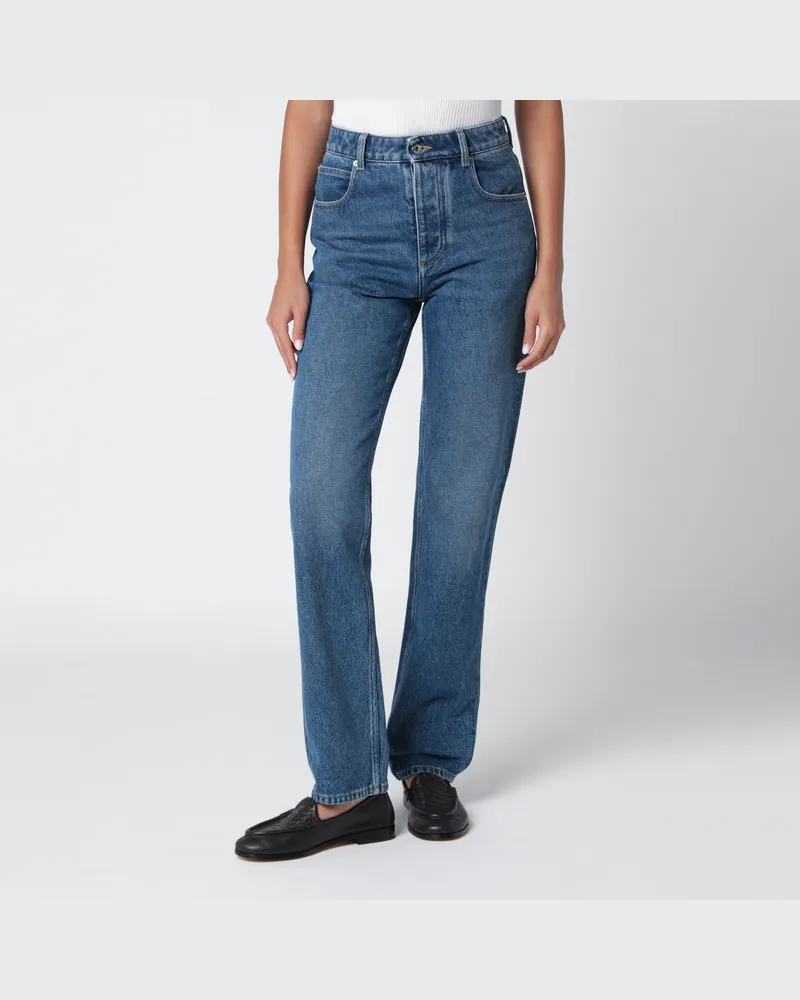 Bottega Veneta Jeans mit Ledertasche, Mittelblau Blue