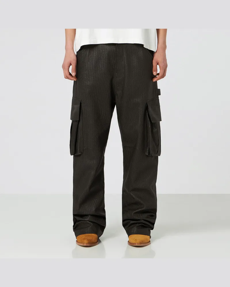 1989 STUDIO Cargo-Hose aus geflochtenem Leder Brown
