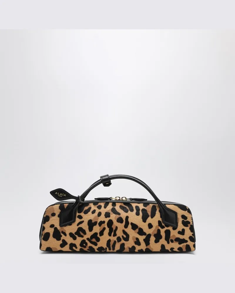 Alaïa Pochette Le Teckel aus Kalbsleder im Leopardenmuster Schwarz