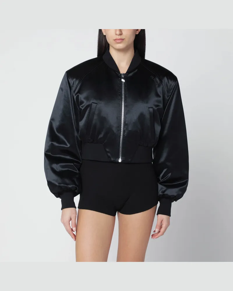 ATTICO Schwarzer glänzender Cropped-Bomber Black