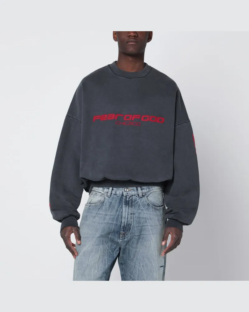 Fear of God Graues ausgewaschenes Chicago Crop-Sweatshirt Grau