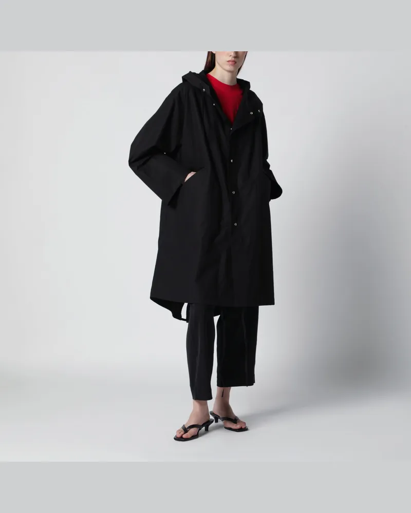 Jil Sander Midi-Parka mit Kapuze aus Baumwolle, schwarz Black