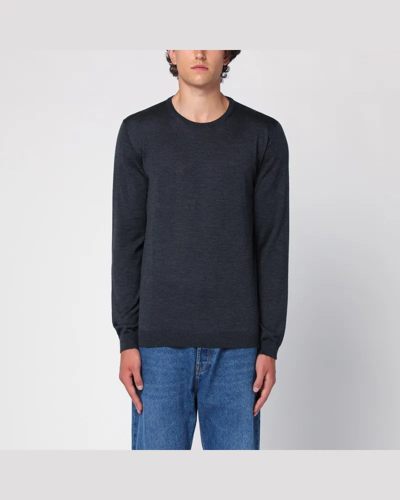 Roberto Collina Pullover mit Rundhalsausschnitt aus Merinowolle in der Farbe Anthrazit Grau