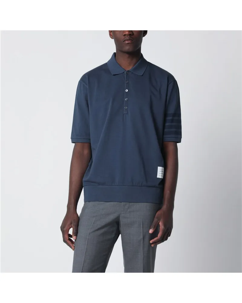 Thom Browne Navyblaues Poloshirt aus Baumwolle Blau