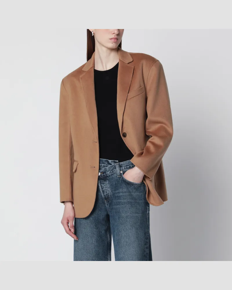 Anine Bing Quinn Blazer oversize aus Woll-Kaschmir in Camel Beige