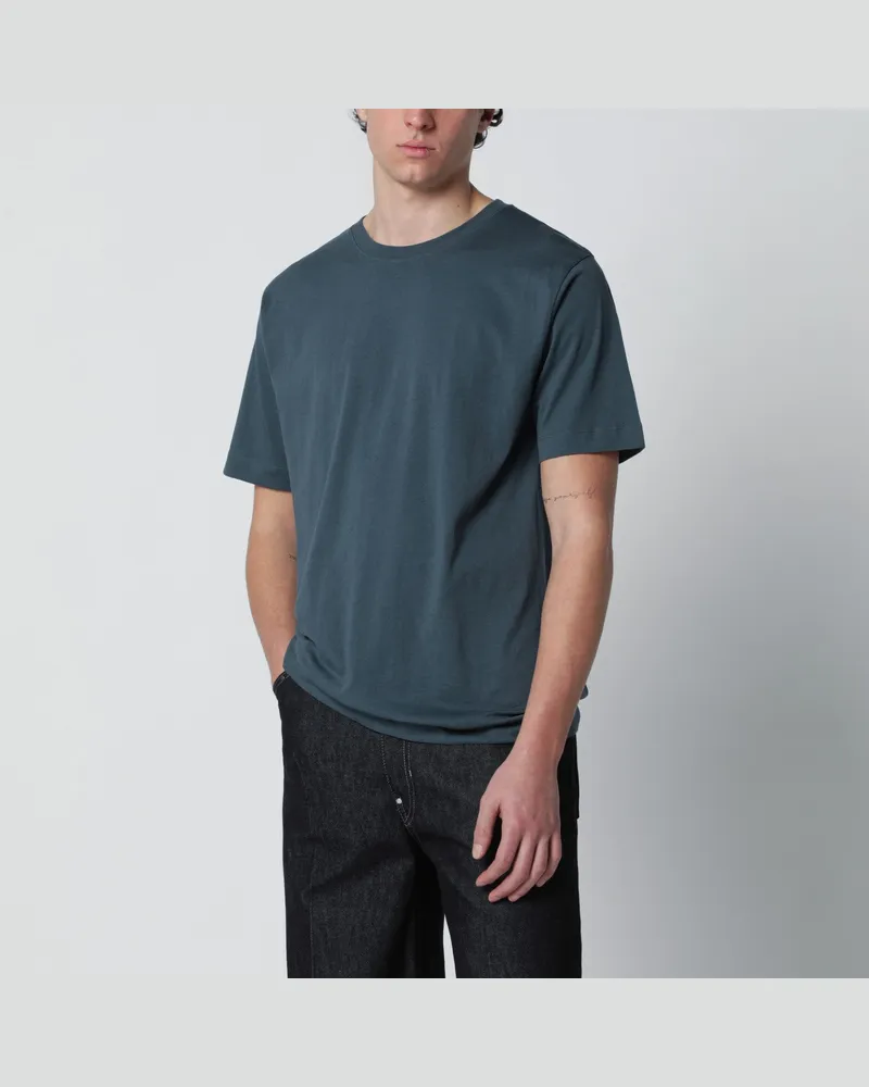 Dries van Noten Petrolgrünes Baumwoll-T-Shirt 