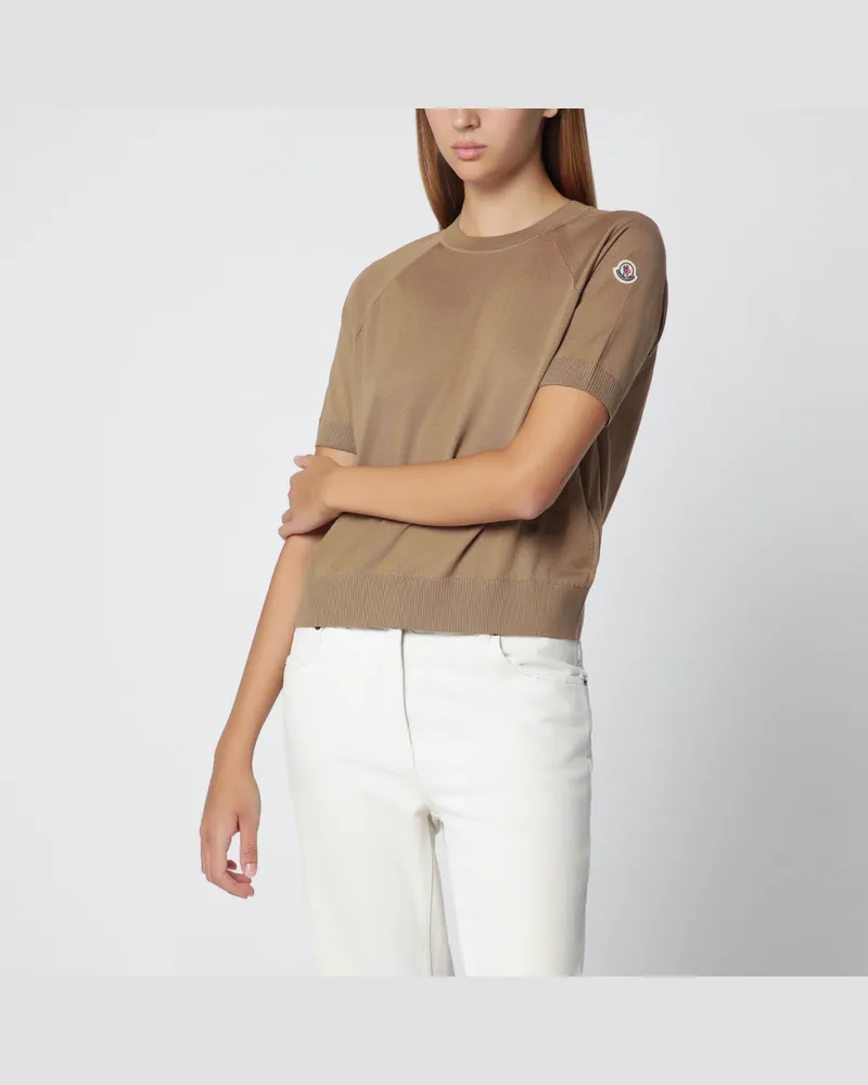 Moncler Beiger Wollpullover mit Logo-Patch Beige