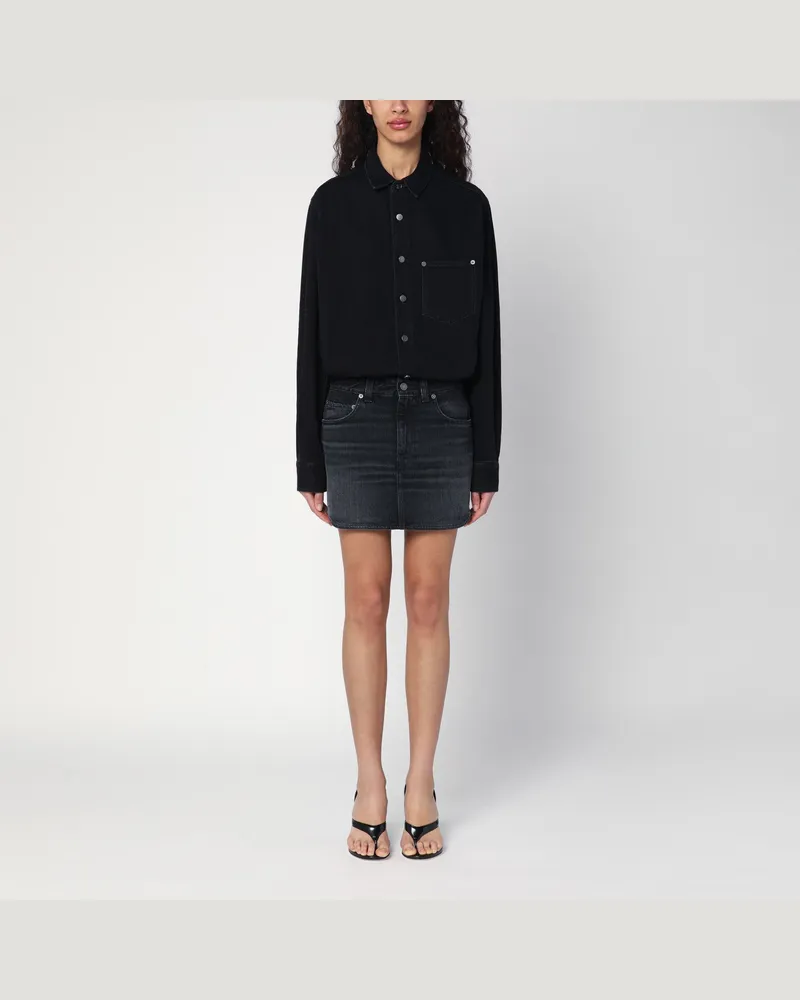 Haikure Schwarzes ausgewaschenes Minikleid Tamu aus Denim Black