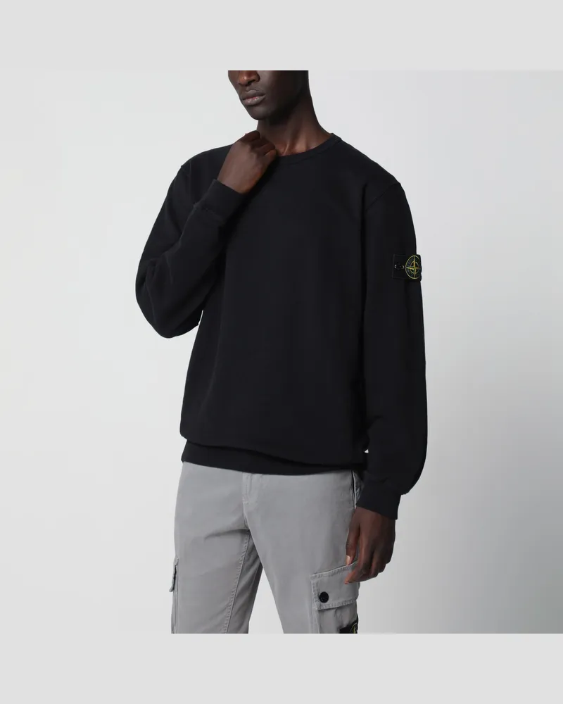 Stone Island Schwarzes Rundhals-Sweatshirt aus Baumwolle Black