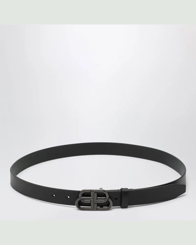 Balenciaga Schmaler BB-Gürtel aus Kalbsleder in Schwarz Black