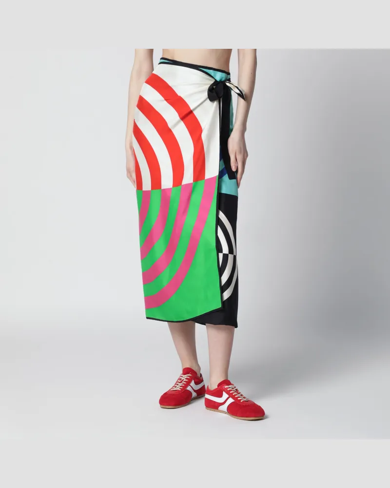 Dries van Noten Seidenrock mit mehrfarbigem grafischem Print Multicolor