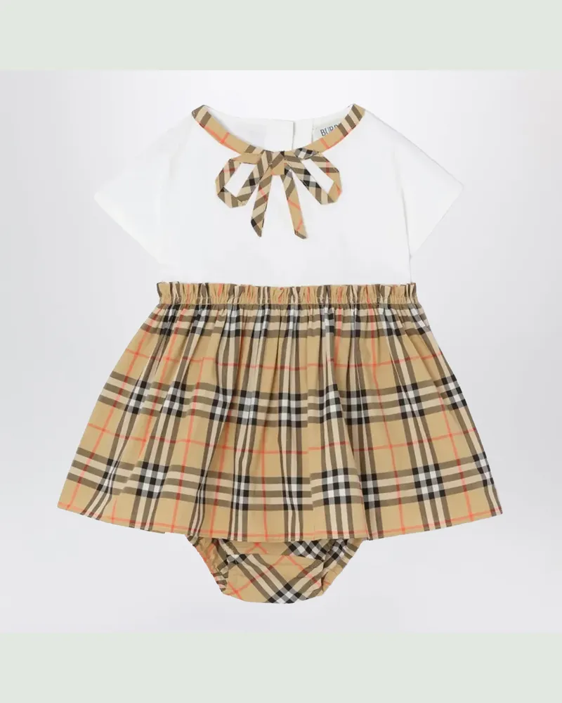 Burberry Kleid und Bloomer-Shorts aus Baumwolle mit Check-Schleife White