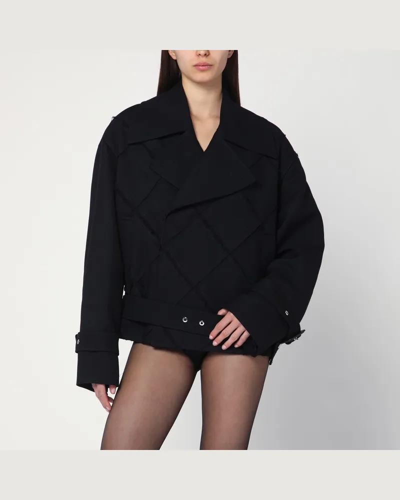 Namacheko Schwarze Jacke mit Gürtel aus Wollmischung Schwarz
